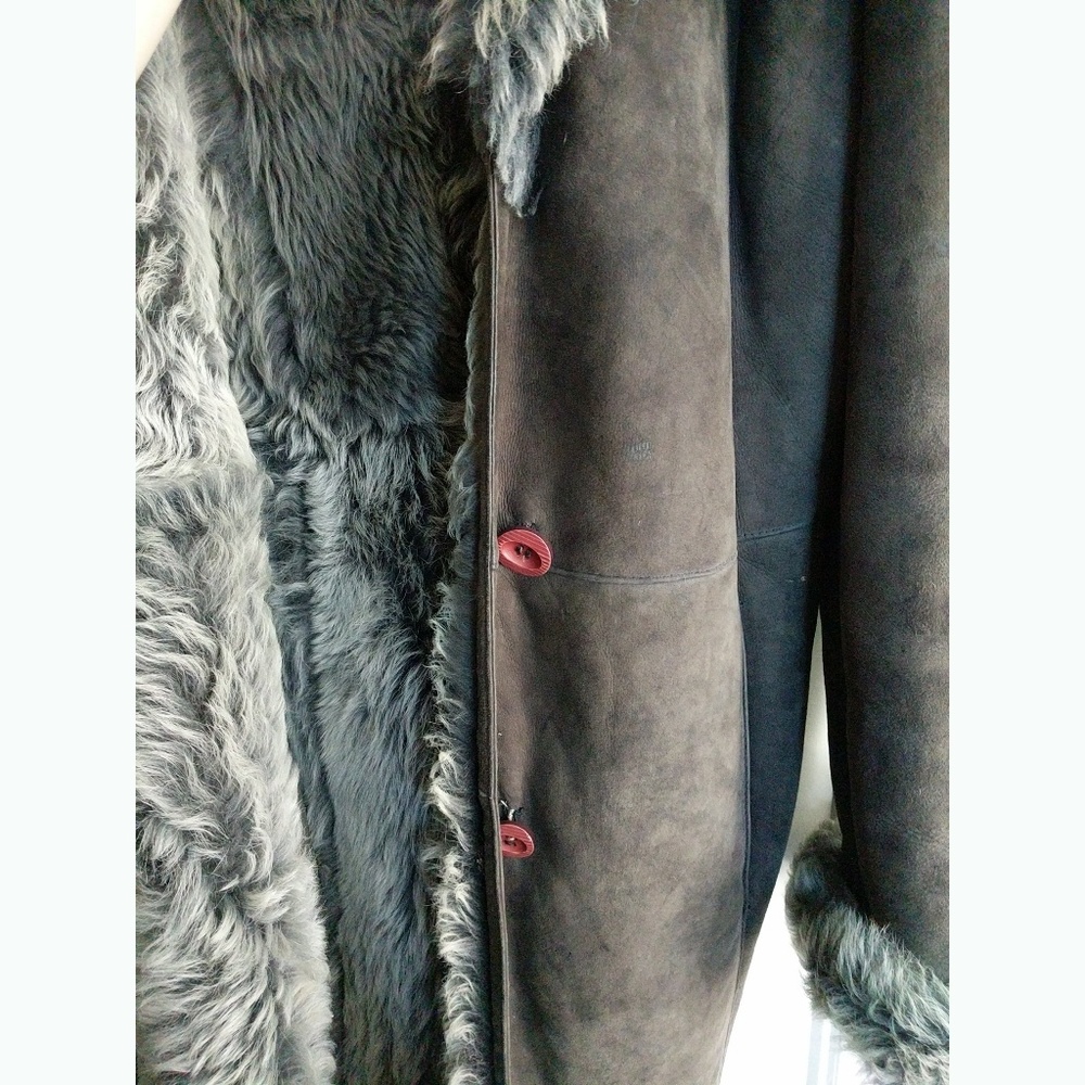 Via Veneto Lamb Shearling Leather Suede Fur Coat - Picture 8 of 14